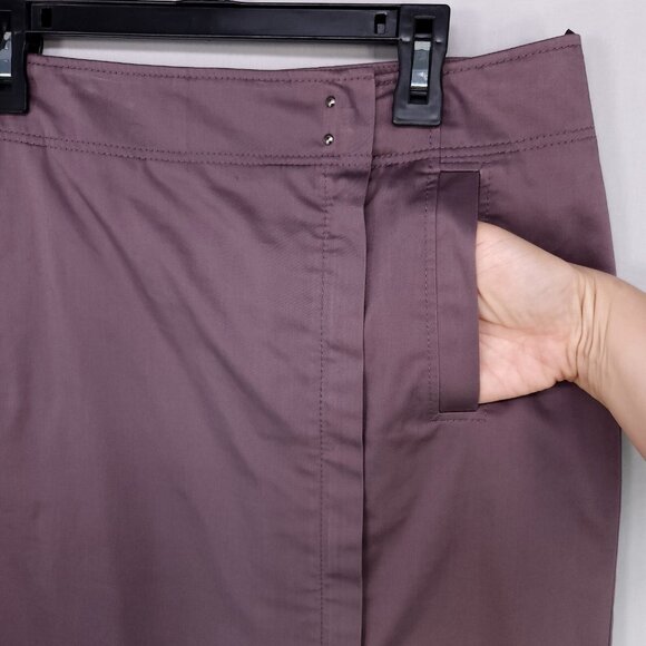 Hugo Boss Wrap Pencil Skirt Womens 6 Purple Pockets Professional Career - Picture 5 of 13